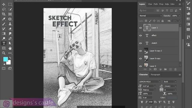 Turn a photo into a pencil sketch in Photoshop tutorial sketch effect in photoshop |Design`s castle смотреть онлайн