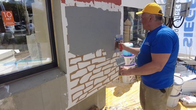 Декоративная Штукатурка Baumit CreativTop с бумажными трафаретами под кирпичную кладку и камень