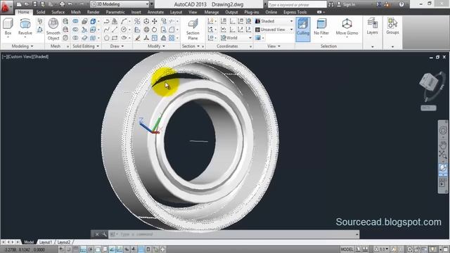 3D modelling Ball bearing in AutoCAD смотреть онлайн