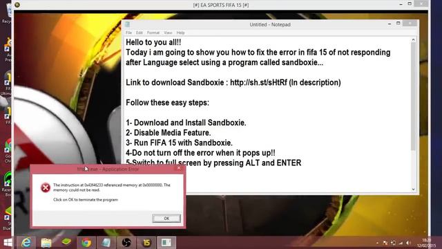 Fifa 15 Language Select Crash Fix On Windows 8/8.1!!