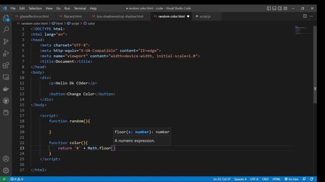 ?Button click to get random background color #javascript #coder #dkcoder смотреть онлайн