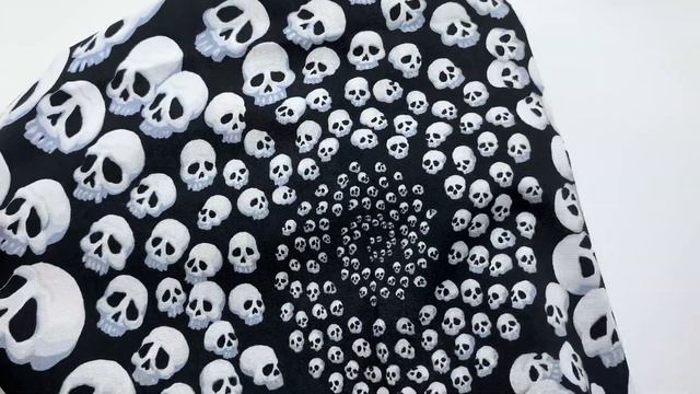 black Alexander Henry fabric white-grey skull смотреть онлайн