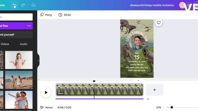 Dinosaur Birthday Invitation Canva Template Instructions смотреть онлайн