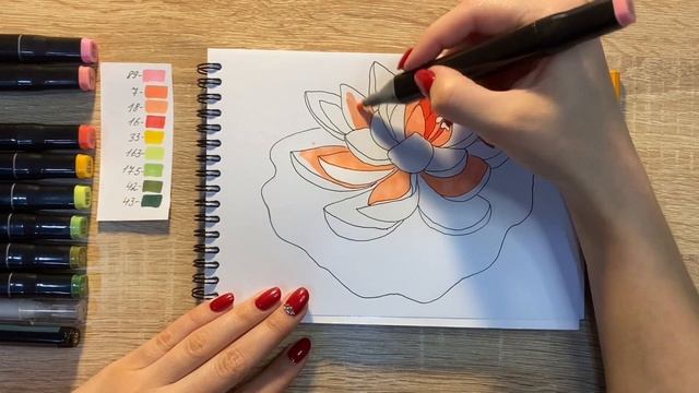 Как нарисовать лотос карандашом и скетч маркерами | Рисунок для детей, поэтапно и легко смотреть онлайн