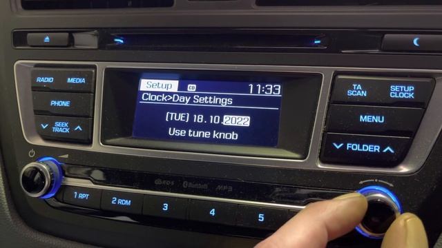 Hyundai i20 Clock Setting How to change the time and date in the radio RDS and manual смотреть онлайн
