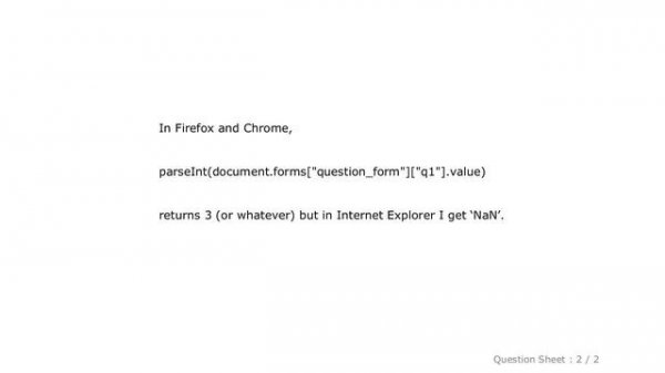 HTML : JavaScript NaN error in Internet Explorer