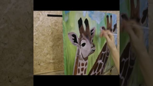 Жирафы маслом/ Рисую жирафов маслом/ Животные маслом на холсте смотреть онлайн