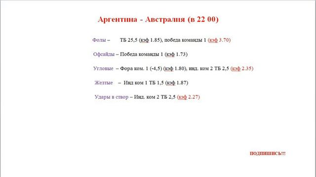Прогнозы Нидерланды-США-Аргентина-Австралия (ФОЛЫ,ОФСАЙДЫ,ЖК,УДАРЫ В СТВОР,УГЛОВЫЕ) смотреть онлайн