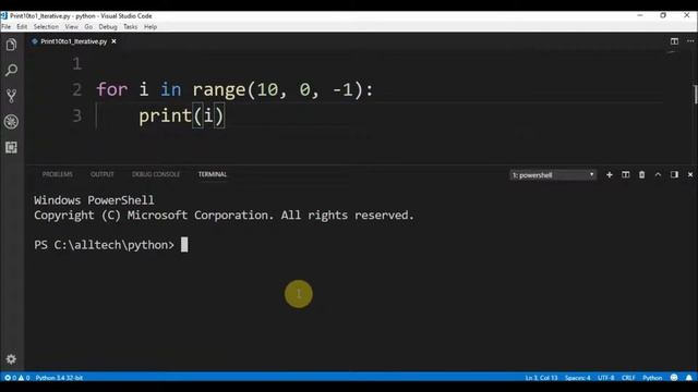 print 10 to 1 iterative in python ? смотреть онлайн