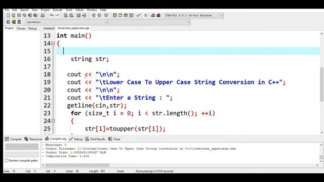 Lower Case To Upper Case String Conversion in C++ смотреть онлайн