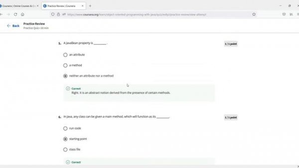Coursera: Introduction to Object-Oriented Programming with Java by LEARNQUEST | Week 1 Answers