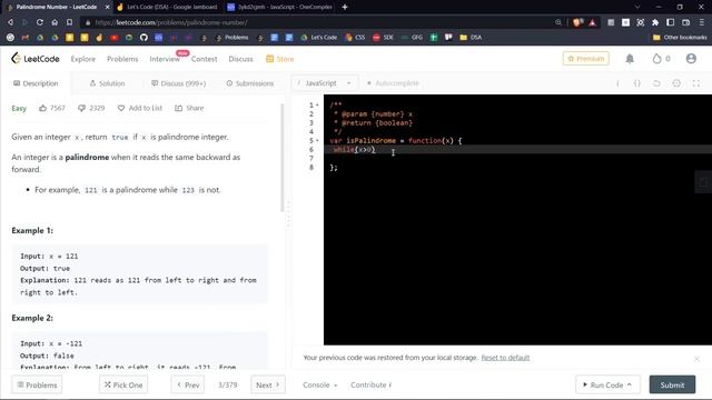 9. Palindrome Number LeetCode DSA Preparation Series in javaScript Easy to Hard смотреть онлайн