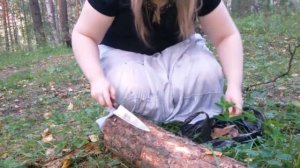 Собираю кору в лесу
