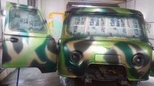 Покраска УАЗика в зелёный камуфляж Auto painting in camouflage