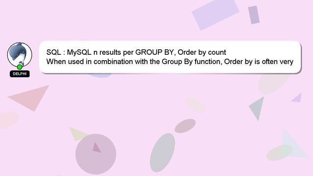 SQL : MySQL n results per GROUP BY, Order by count смотреть онлайн