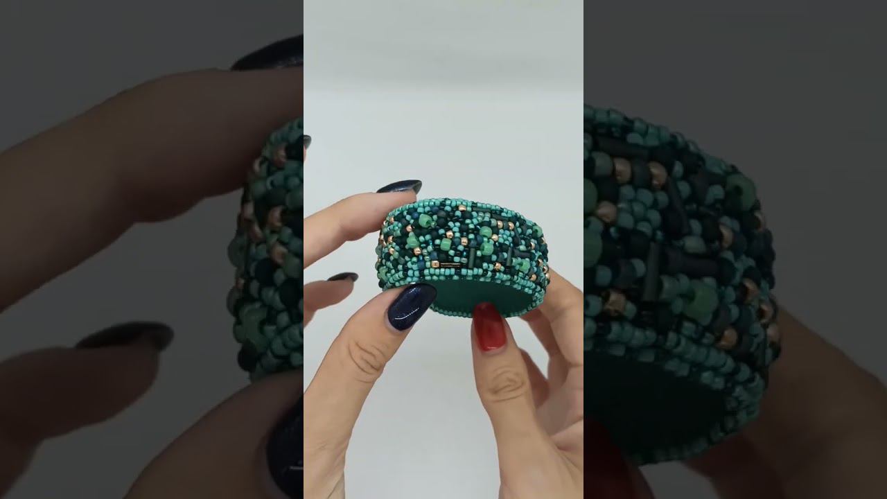Браслет из бисера Emerald зеленый бирюзовый вышитый бисером смотреть онлайн