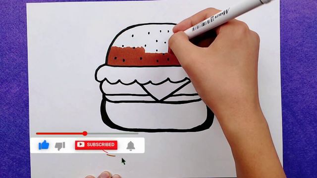 Как нарисовать гамбургер для детей | How to draw a hamburger | Bolalar uchun gamburger rasm chizish смотреть онлайн