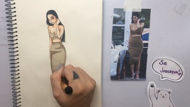 Copiando fotos da Kylie Jenner | Desenho de moda passo a passo @TathianeVargas смотреть онлайн