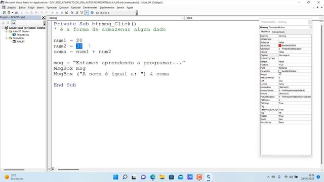 CURSO COMPLETO DE VBA PARA AUTOCAD E AUTOCAD CIVIL AULA05 смотреть онлайн