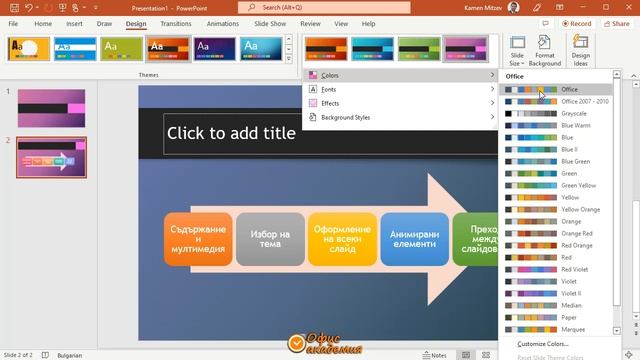 Проектиране съдържанието на PowerPoint презентация и избор на тема на презентация (видео 10 от 100) смотреть онлайн