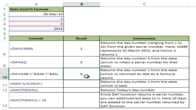 DAY Formula in Excel смотреть онлайн
