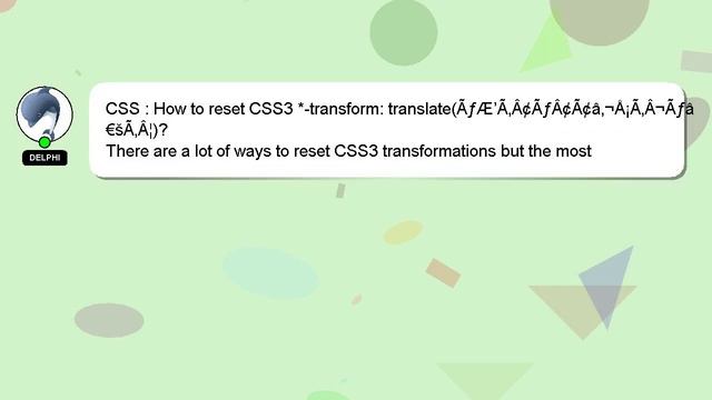 CSS : How to reset CSS3 *-transform: translate(ÃƒÂ¢Ã¢â€šÂ¬Ã‚Â¦)? смотреть онлайн