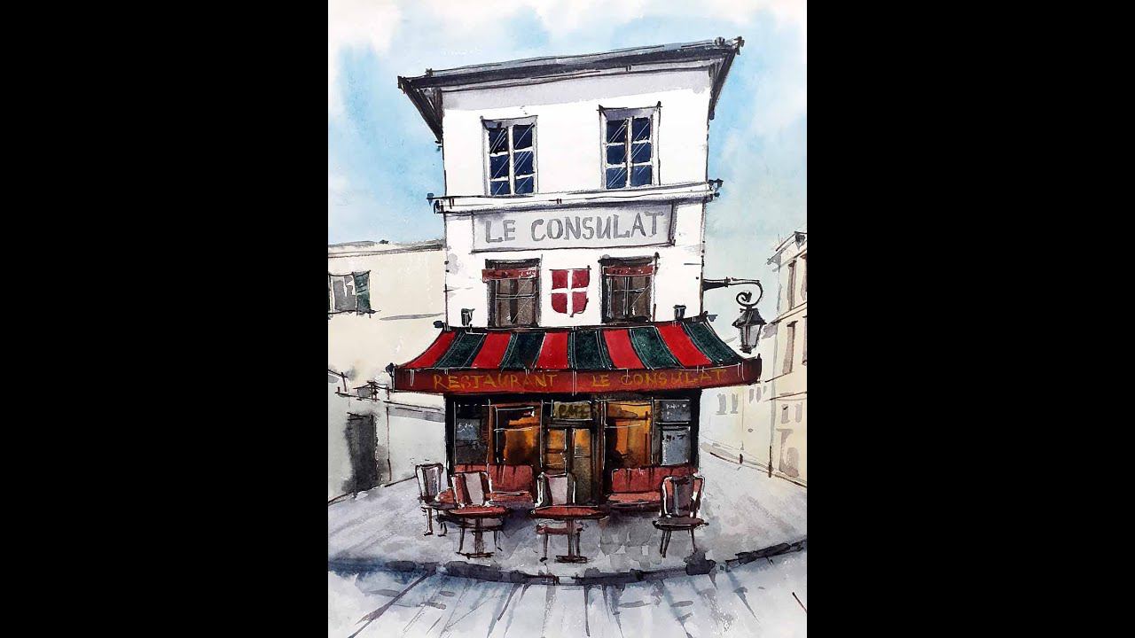 Мастер-класс по скетчингу «La cafe» | Как нарисовать уличное кафе поэтапно смотреть онлайн