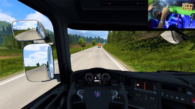 ETS2 Scania R730 Heavy Rain Weather Steering wheel Gameplay No Commentary смотреть онлайн