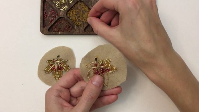 Seed bead embroidery. Brooch. Maple leave. Part 2 / Вышивка бисером. Брошь. Кленовый листик. Часть смотреть онлайн