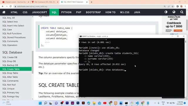 SQL Tutorial - DML and DQL Insert and Select SQL Command смотреть онлайн