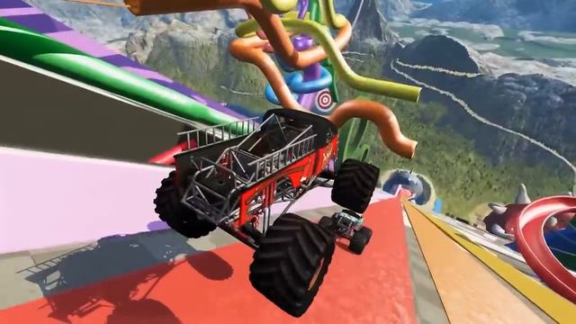 Monster Truck Madness LIVE  | Long Jumps And Crashes | BeamNG Drive - Griff's Garage