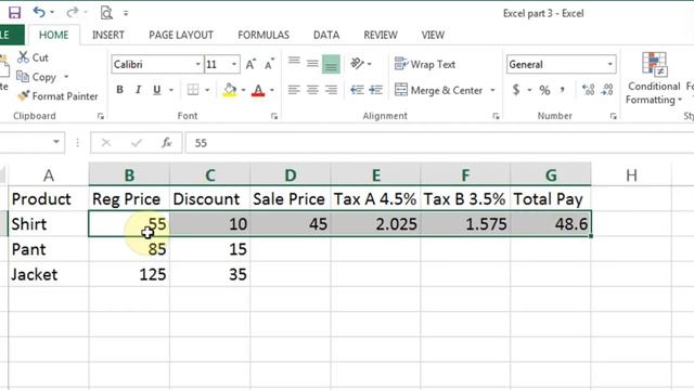 Microsoft Excel 2013/2016 pt 3 (Fill Handle Formula, sample exercise) смотреть онлайн
