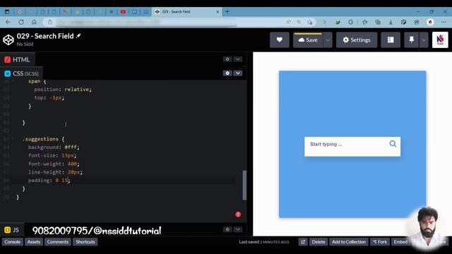 #29 - Search Field using CSS Html JavaScript CodePen Project with Source Code @nssiddtutorial смотреть онлайн