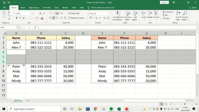 วิธีแทรกแถวใน excel (insert row และ column) смотреть онлайн