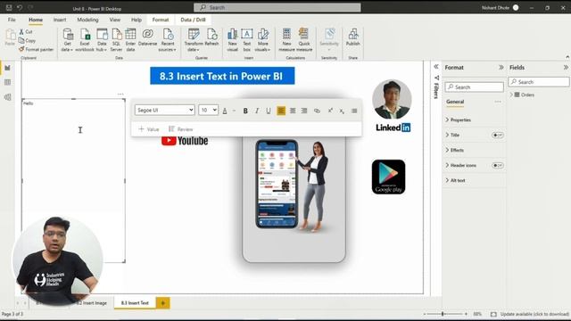 8.3 How to Insert Text in Power BI | Data Analyst Lecture for Beginner | Nishant Bhaiya смотреть онлайн