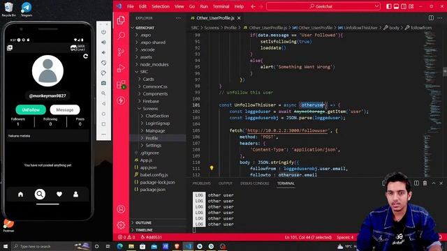 Build a Social Media App in React Native using Nodejs & MongoDB ( Day - 17) | React Native Projects смотреть онлайн