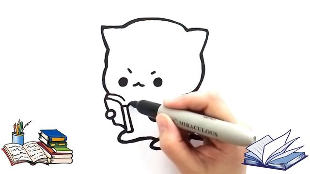 КАК нарисовать КАВАЙНОГО КОТИКА-КНИГОЛЮБА смотреть онлайн