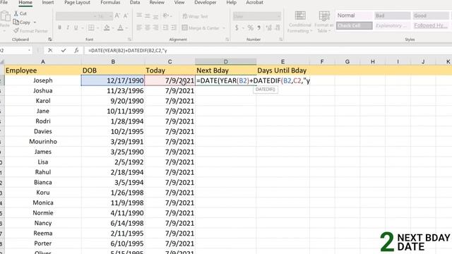 How to find Days Until Next Birthday in Excel | Excel Tips смотреть онлайн