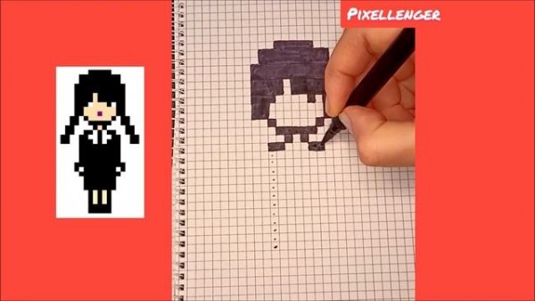 Уэнздей мини Как рисовать по клеточкам Простые рисунки Wednesday How to Draw Pixel Art