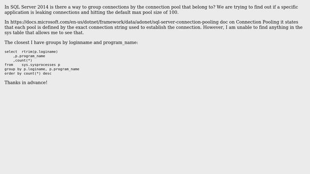 Databases: Grouping SQL Server Connections By Connection Pool смотреть онлайн