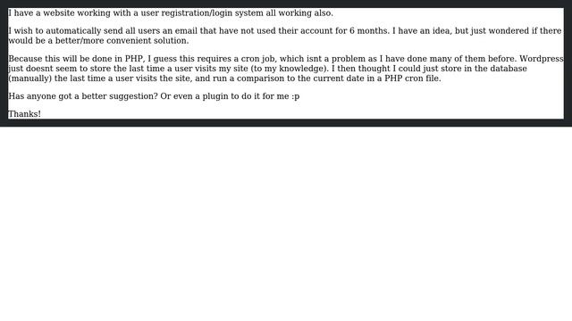 Wordpress: Remind a user about their account if they have not used it for 6 months смотреть онлайн