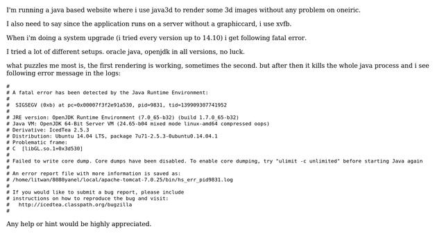 fatal error while using Java3d on newer ubuntu version than 11.10 смотреть онлайн