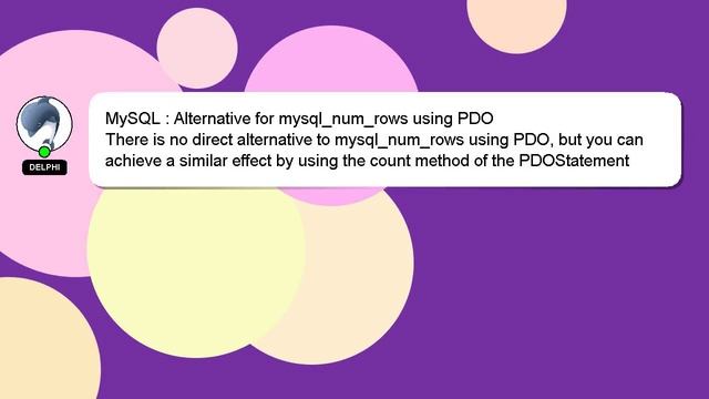 MySQL : Alternative for mysql_num_rows using PDO смотреть онлайн