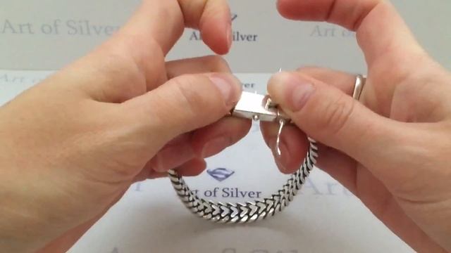 Серебряный мужской браслет Двойной Панцирь. смотреть онлайн