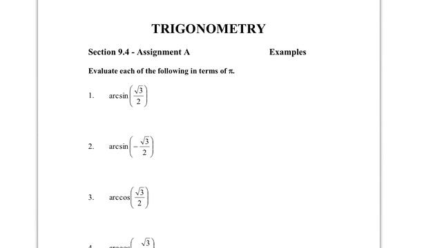 Introduction To Arcsin Arccos And Arctan
