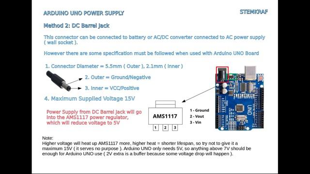 STEMKRAF Tutorial  ( Arduino UNO Power Supply )