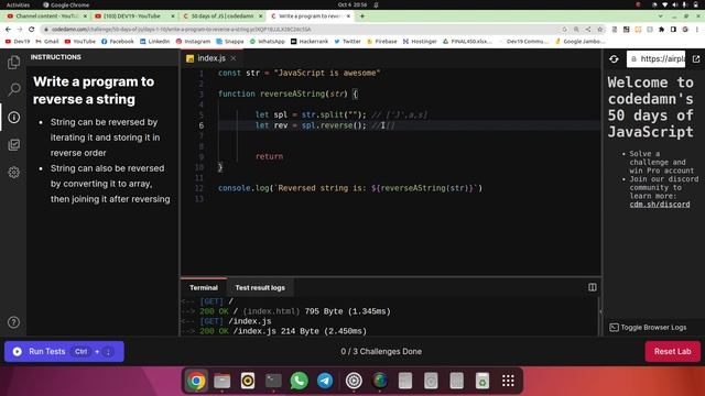 #Day2 Reverse a String | 50 days of JS #codedamn #javascriptcoding #50daysofjs смотреть онлайн