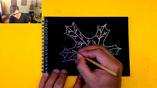 Гравюра - Рисуем ЛИСТ КЛЕНА Осенью / поделка от РыбаКит