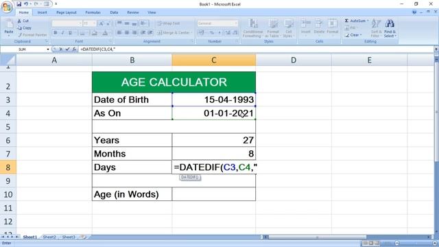 How To Calculate Age from Date of Birth in MS Excel | Age Calculator in Excel смотреть онлайн