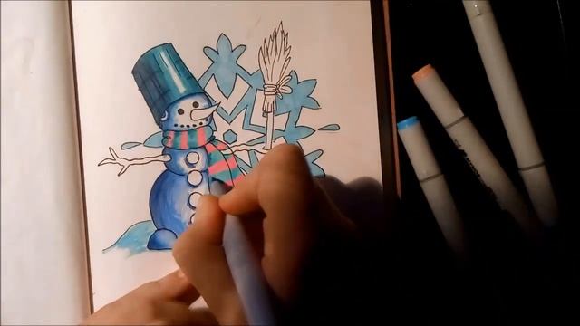 РАСКРАШИВАЕМ МАРКЕРАМИ\ПО УРОКУ ОТ КАНАЛА Marker art&hobby \СНЕГОВИЧОК смотреть онлайн